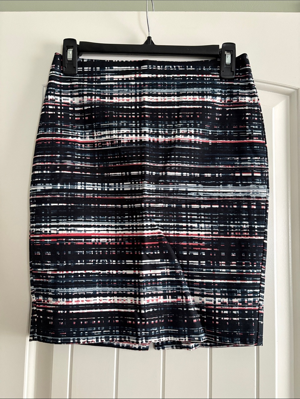 Women's Navy, Pink & White Striped Pattern Pencil Skirt